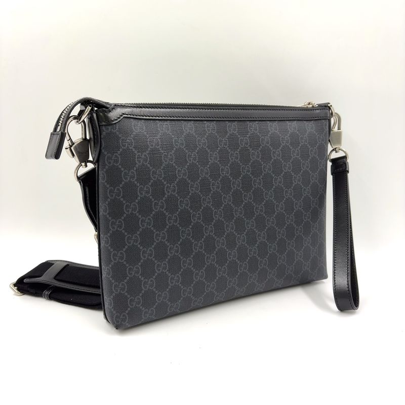 Gucci 2-way Bag Interlocking G GG Supreme Body Bag Canvas Black Shoulder Bag