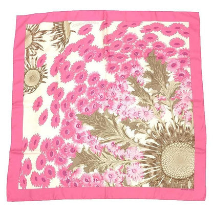 Hermes Scarf Carre 90 Fleurs Et Carlines II Bouquet Of Sunflowers Pink