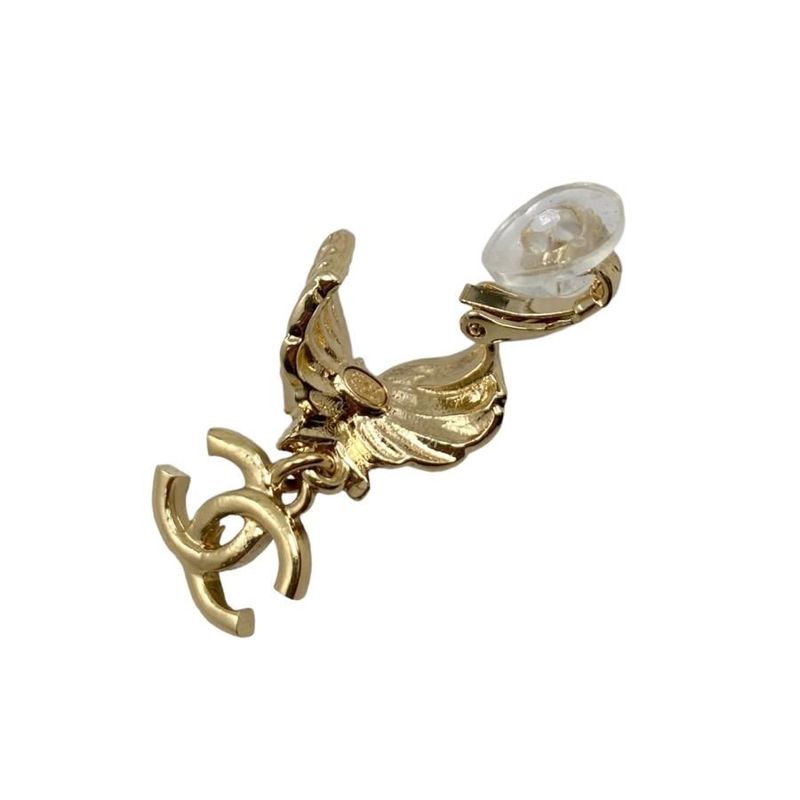 Chanel Earrings Coco Mark CC Logo Star Rhinestone Pearl Gold Chanel