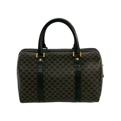 Celine Vintage Macadam Blason Triomphe Pattern Leather Handbag Mini Boston Bag