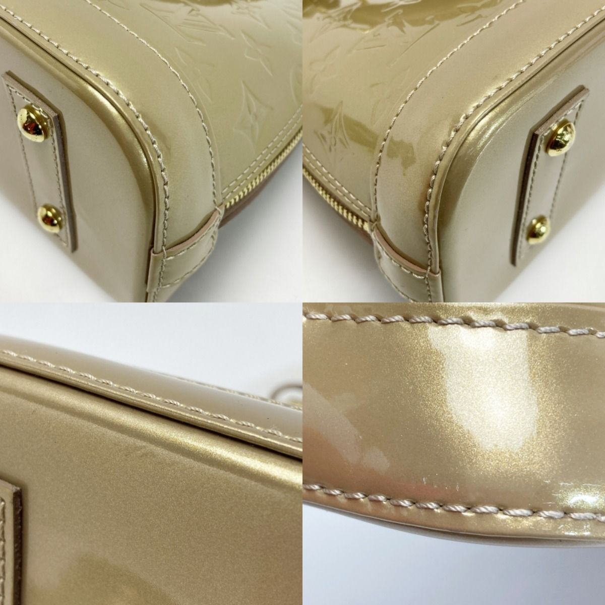 Louis Vuitton Vernis Alma BB Handbag M91752 Beige Poodle Shoulder Bag 2way