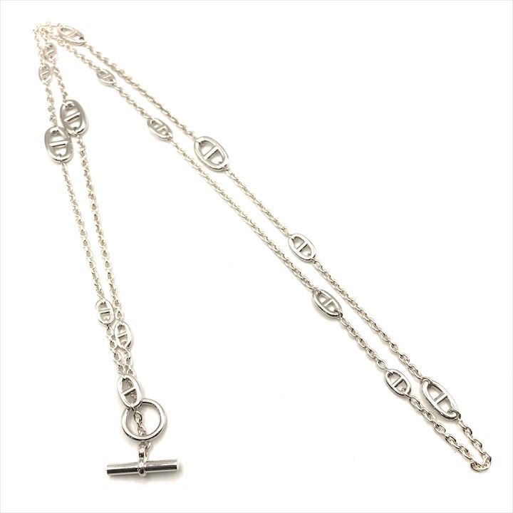 Hermes Chaine D'ancre Farandole Long Necklace 925 Sterling Silver
