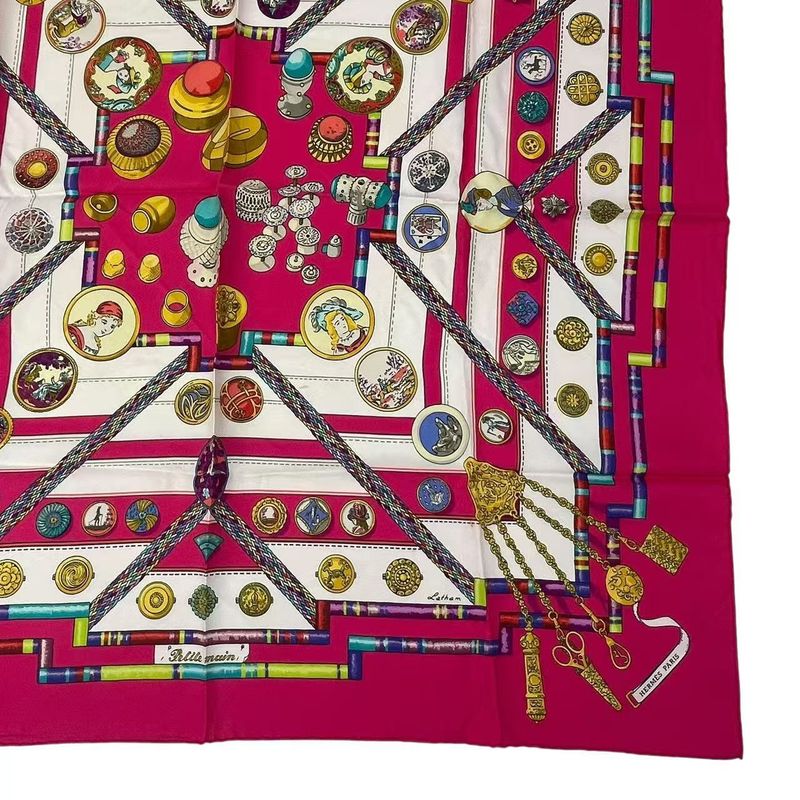 Hermes Scarf Silk Carre 90 Petie Main Seamstress Pink