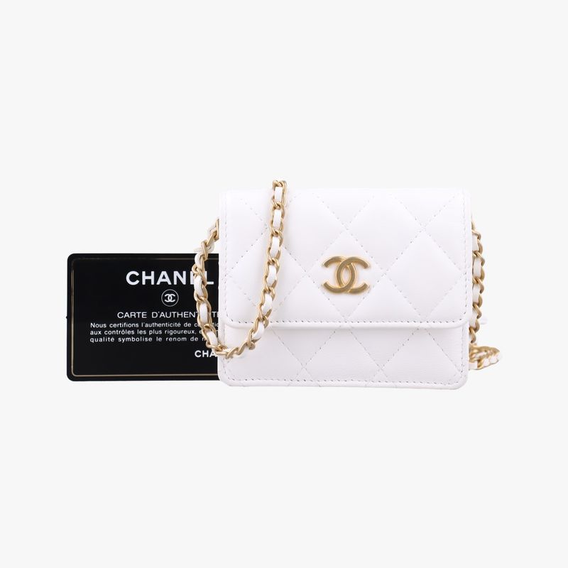 CHANEL  Matelasse Coco Mark White Lambskin Ap1895 30638768