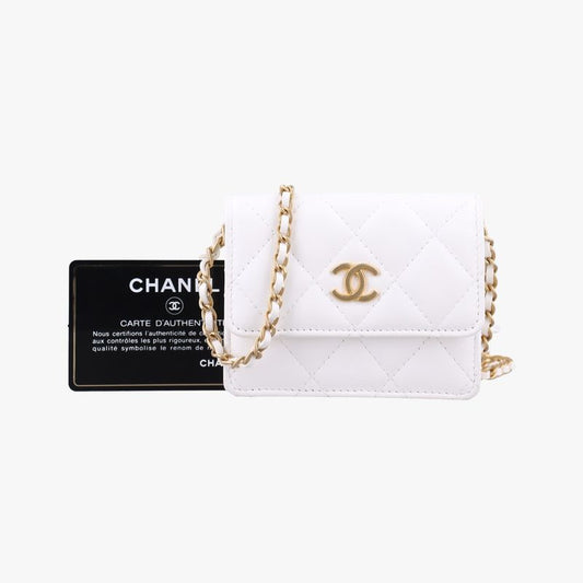 CHANEL  Matelasse Coco Mark White Lambskin Ap1895 30638768