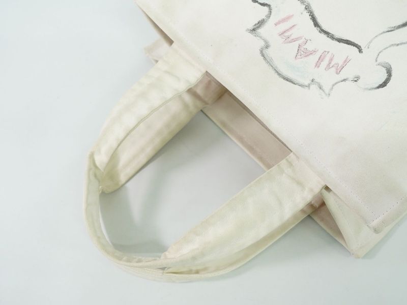 Authentic Chanel Coco Mark Miami Cruise Line Tote Handbag Canvas White Bag