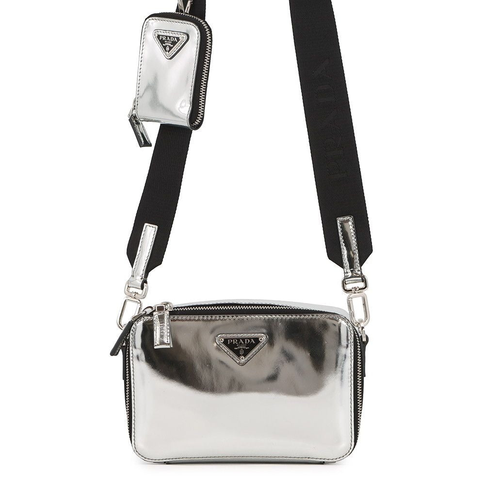 Prada Shoulder Bag Triangle Logo Brick Leather