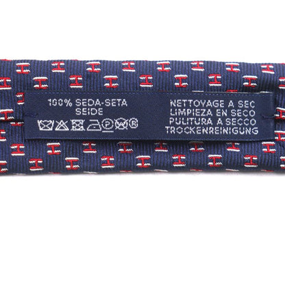  Hermes 339320t H Flamboyant Web 100% Silk Marine/rouge/blanc Spider Tie With