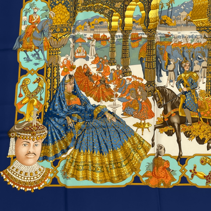 Hermes Scarf Carré 90 Maharajas 100% Silk Multicolor