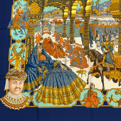 Hermes Scarf Carré 90 Maharajas 100% Silk Multicolor