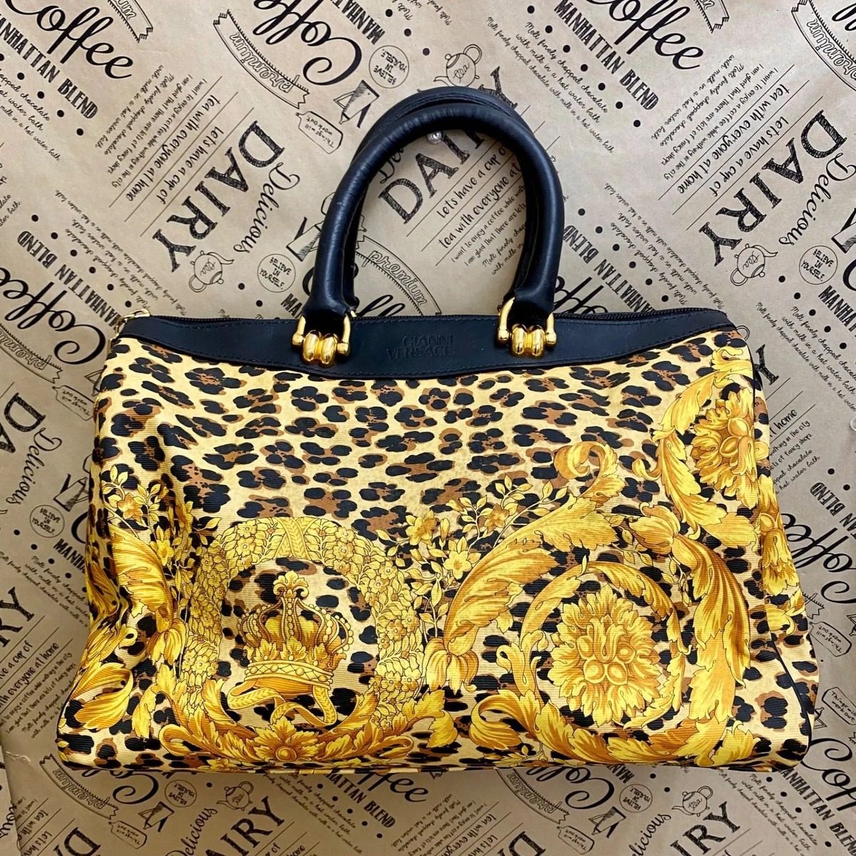 Versace Handbag Gold Baroque Leopard Mini