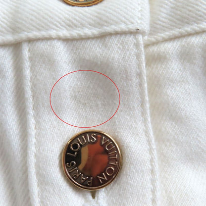 Louis Vuitton 100% Cotton Monogram Ribbon With Logo Button Front Slit White