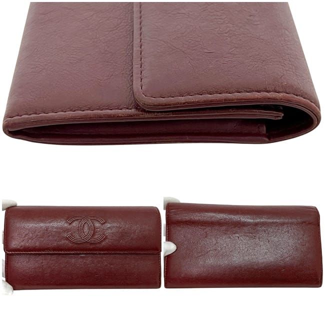 Chanel Bifold Long Wallet Bordeaux Burgundy Coco Mark A50070