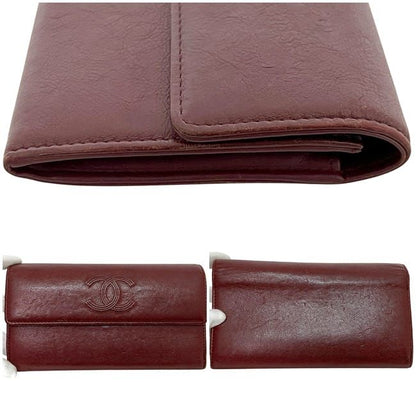 Chanel Bifold Long Wallet Bordeaux Burgundy Coco Mark A50070