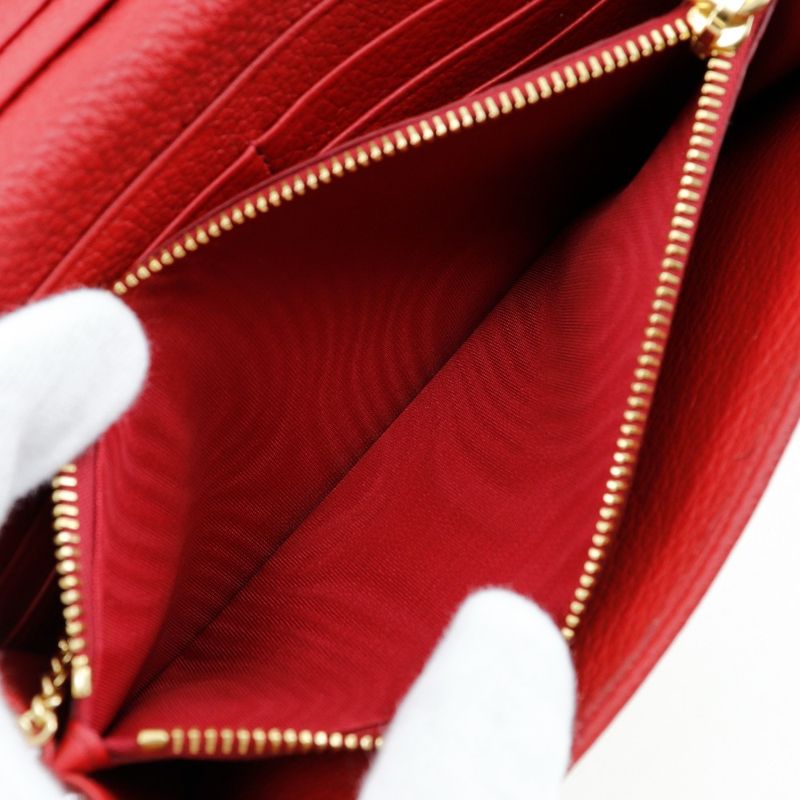 Prada Vittero Dino 1mh132 Leather Red Ladies Long Wallet