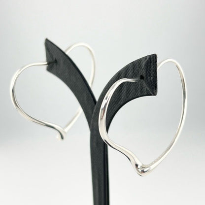 Tiffany & Co Elsa Peretti Medium Open Heart Binaural Earrings Sv925 Silver With