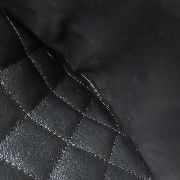 Chanel Tote Bag Cambon Line Medium Leather Enamel Black Silver Hardware Black