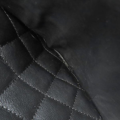 Chanel Tote Bag Cambon Line Medium Leather Enamel Black Silver Hardware Black