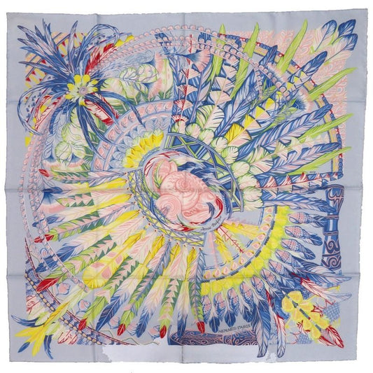 Hermes Carre 90 Danse Pacifique Silk Blue Ciel Scarf 0771