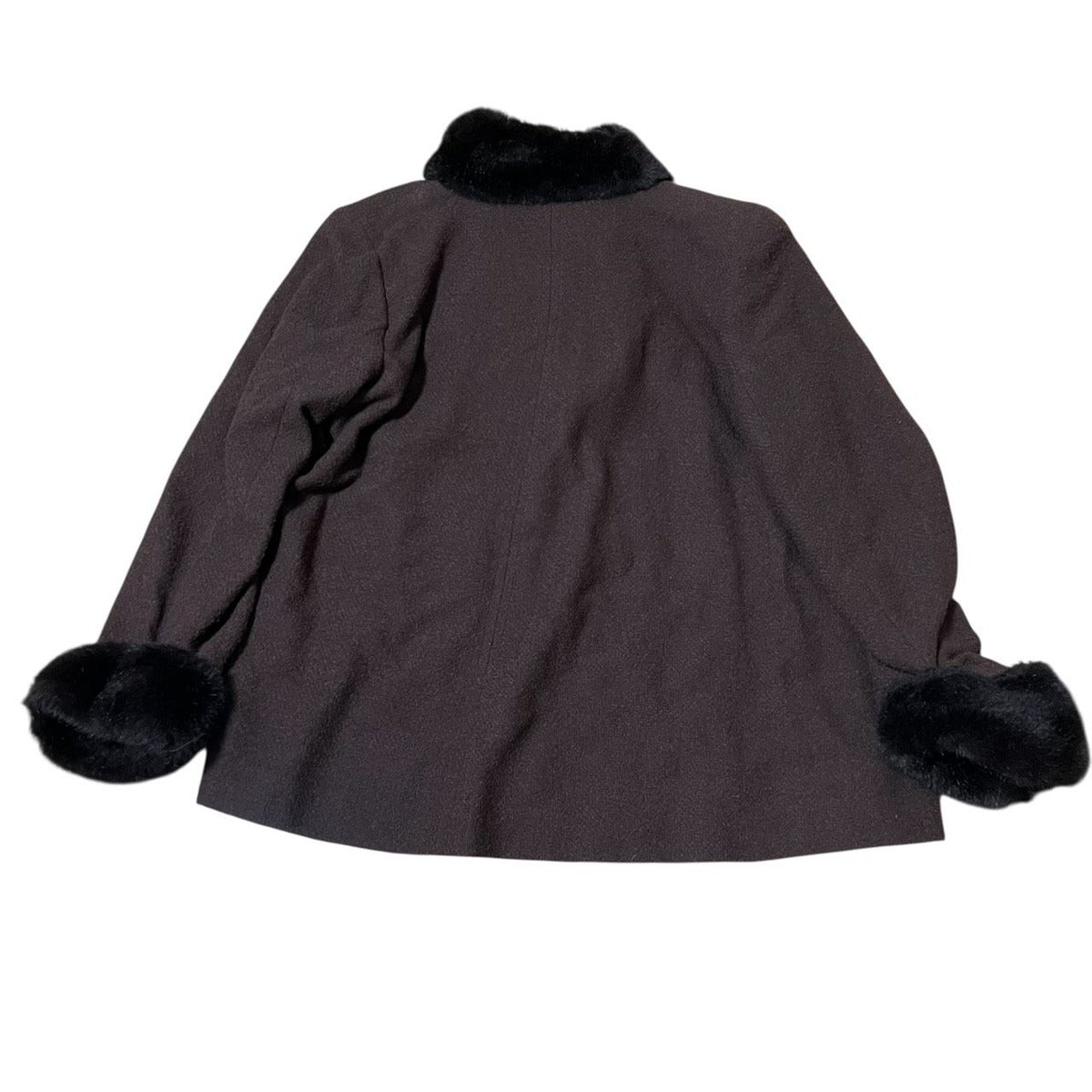 Saint Laurent Yves Vintage Brown Wool Nylon Faux Fur Shoulder Bag — view 2