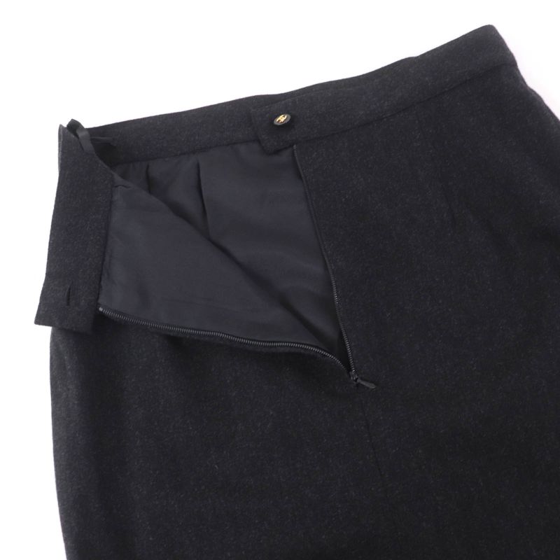 CHANEL Vintage P05858v03532 100% Wool 100% Silk Lining Tight Skirt With Coco
