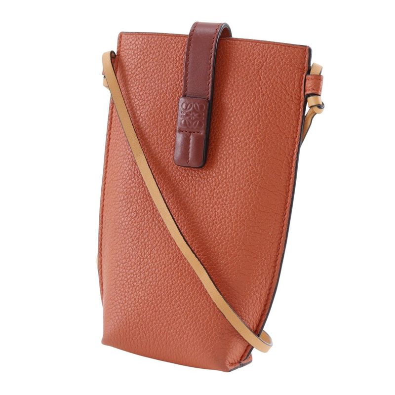 Loewe Pocket Shoulder Phone Pochette 124.12z45 6977 Leather Orange Women's