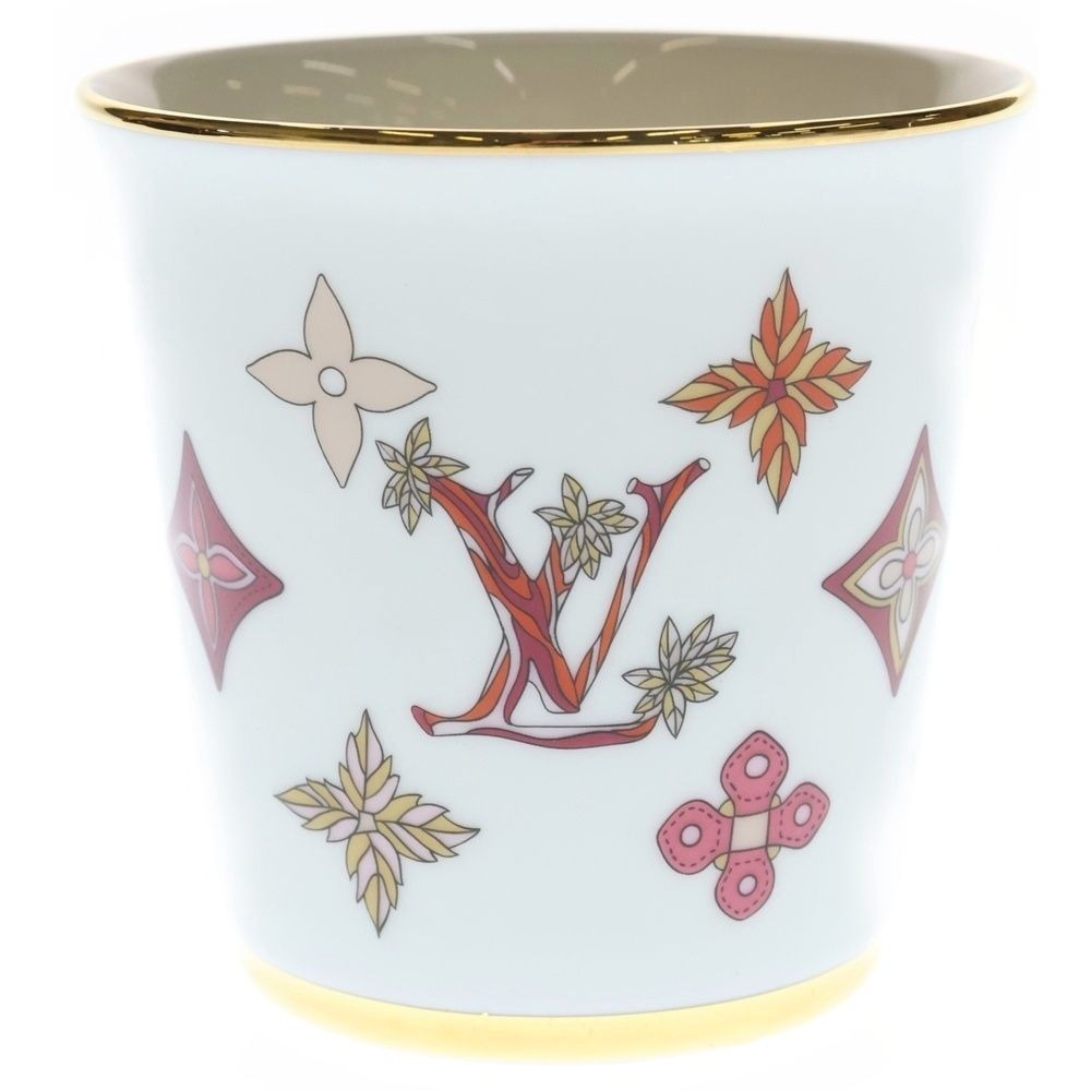 Louis Vuitton Monogram Flower Porcelain Mug Tableware White Hat