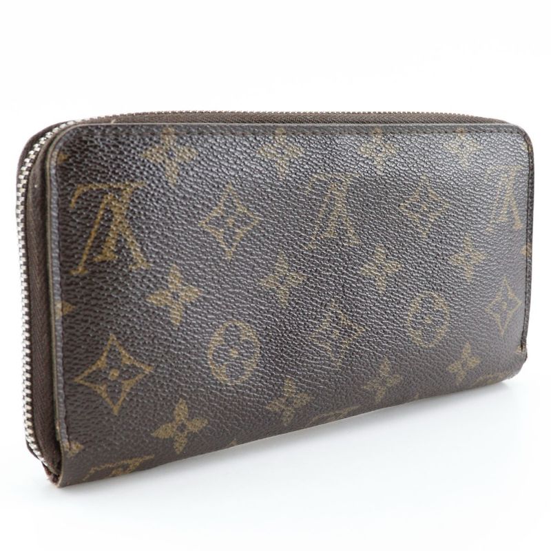 Louis Vuitton Zippy Wallet M42616 Monogram Canvas Brown Ca0096 Unisex Long