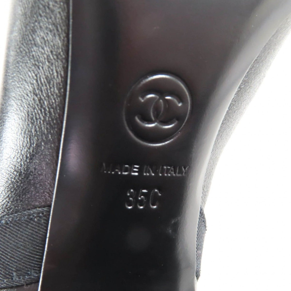Chanel CC Logo Chain Decoration Chunky Heel Leather Long Boots — view 14
