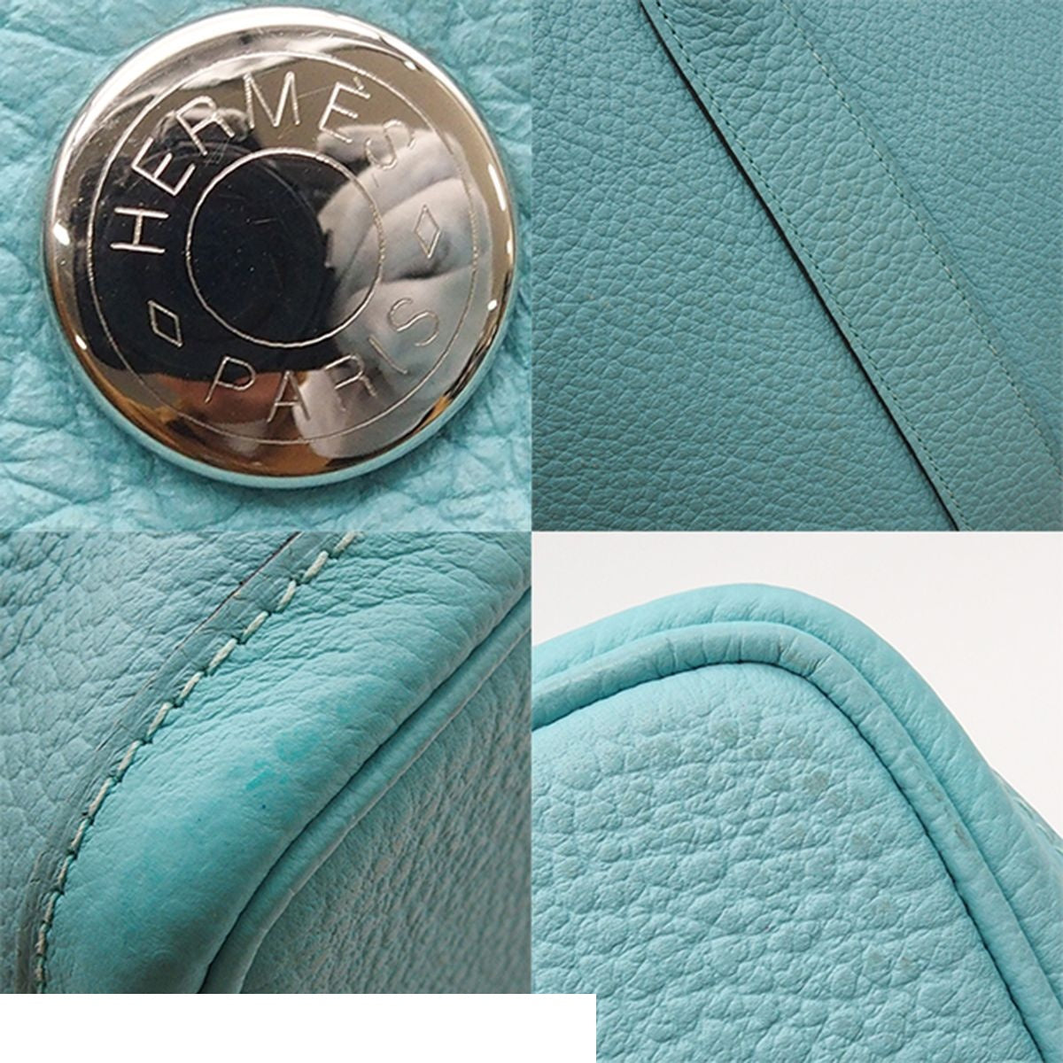 Hermes Garden Party PM Blue Atoll Silver Country Tote Bag — view 8