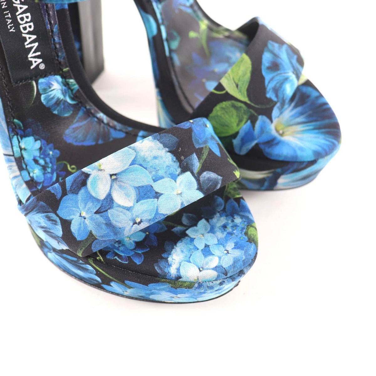 Dolce & Gabbana Satin Leather Blue Bell Print Charmes Platform — view 7