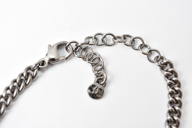 Chanel Necklace Pendant Chanel CC Marked Rhinestone Pearl Black White Silver