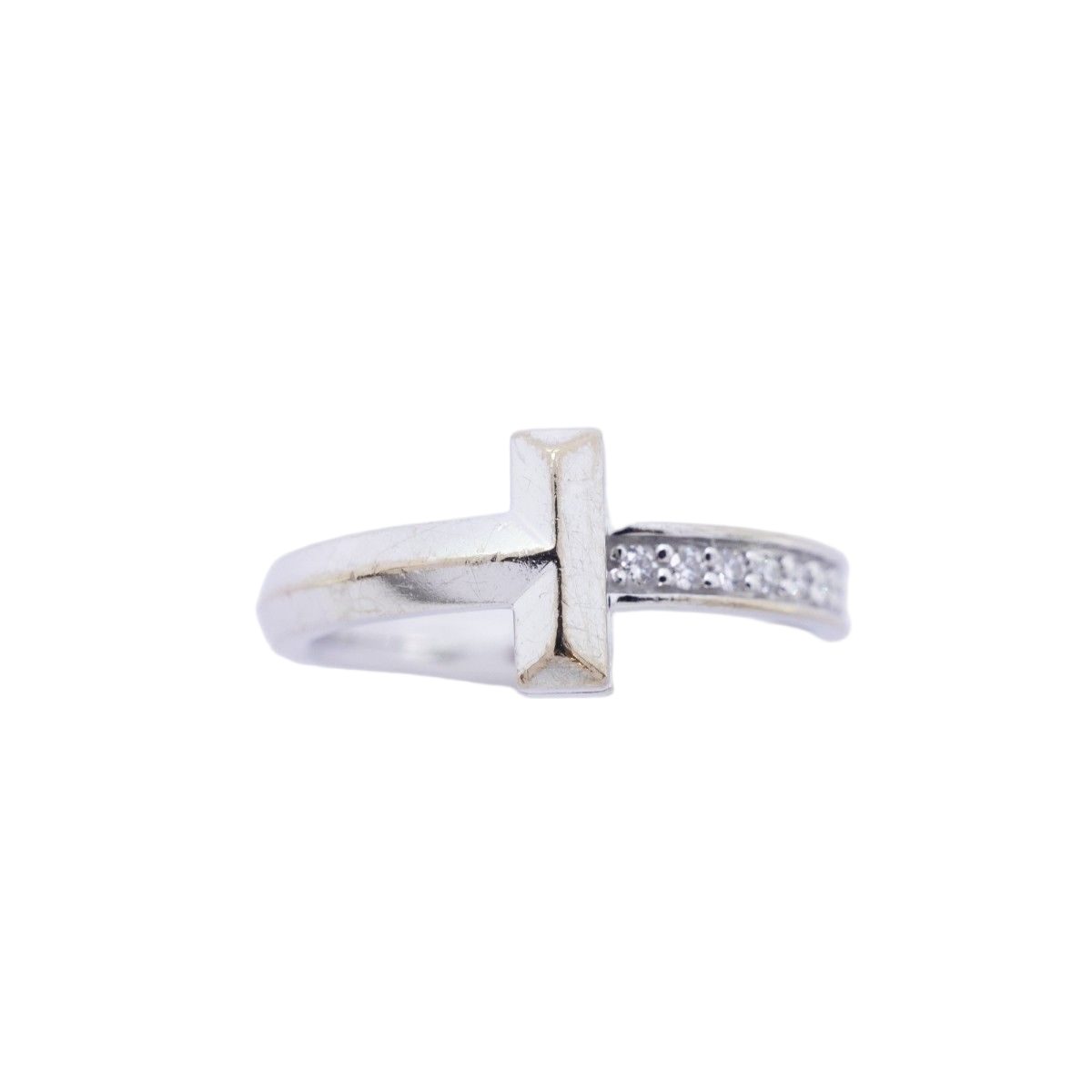 Tiffany & Co Ring T One 18k White Gold Diamond — view 2
