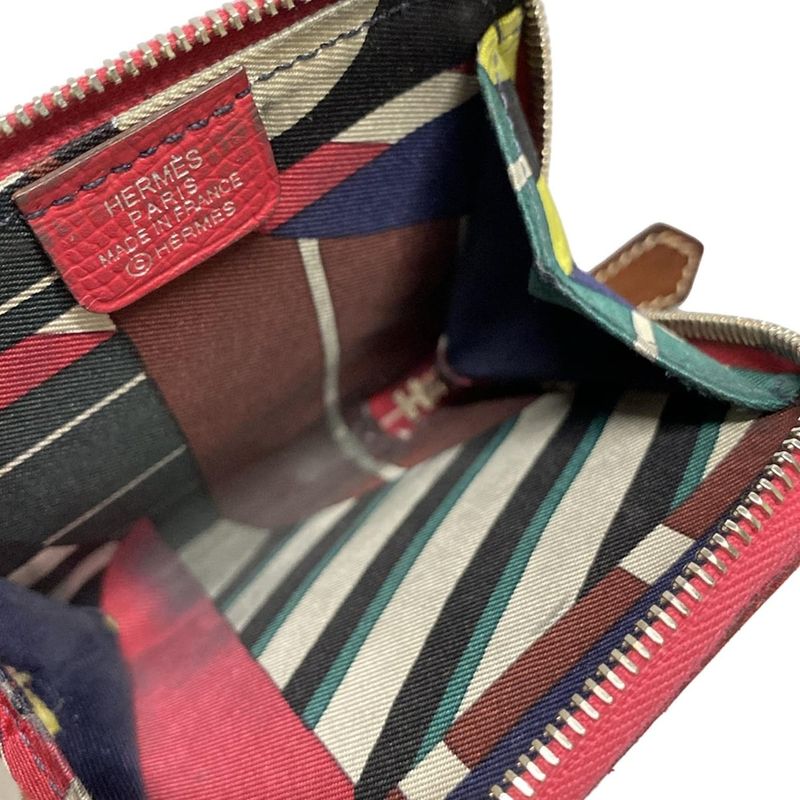 Hermes Coin Case Azap Compact Mini Silk Inn Rose Extreme Round Zipper