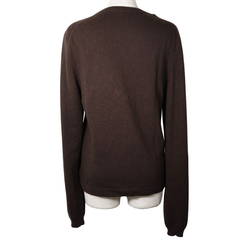 Hermes Serie Button Cashmere Brown Women's Cardigan