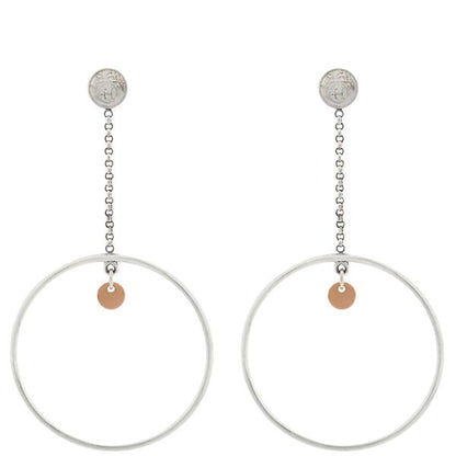 Hermes Earrings Ex Libris Hoop Silver 925 18k Pink Gold Silver X Pink Gold