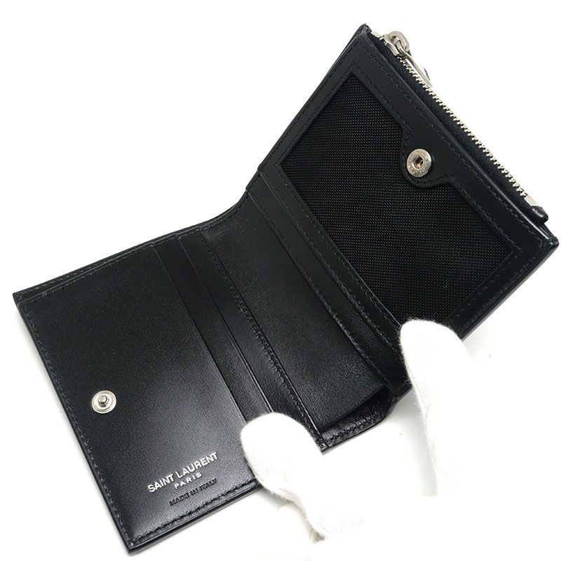 Saint Laurent Compact Wallet 575726 Bifold Wallet Leather Black