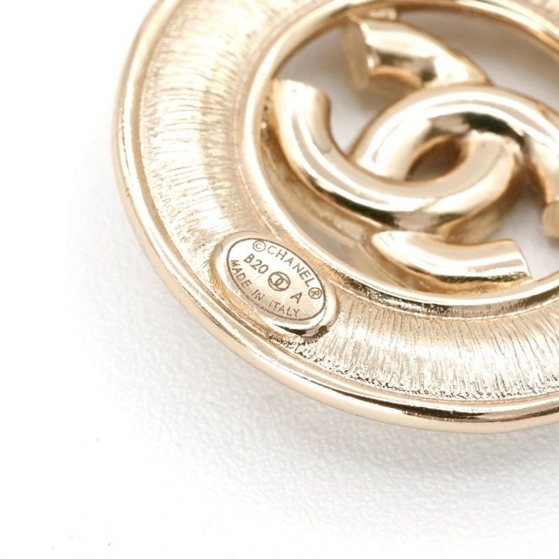 Chanel Earrings Earring Gold Coco Mark Round Rhinestone