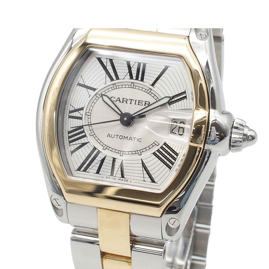 Cartier Roadster LM Silver Yellow Gold 18k Stainless Steel Box Watch Automatic