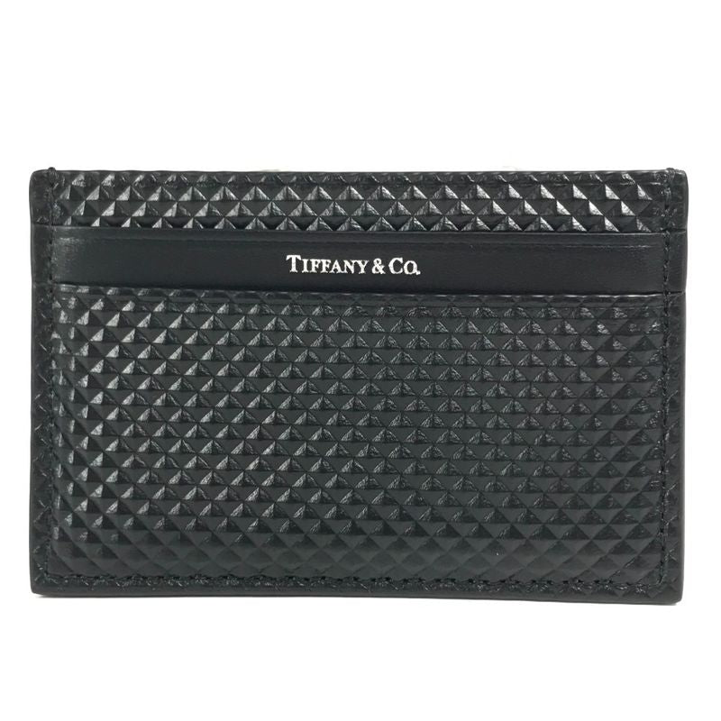 Tiffany & Co Card Case In Diamond Point Leather Black