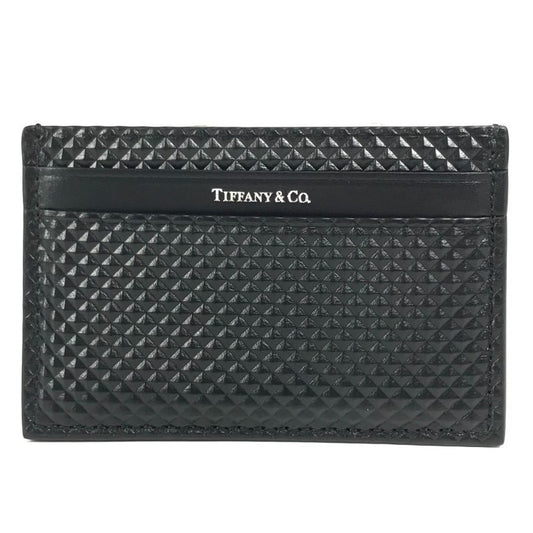 Tiffany & Co Card Case In Diamond Point Leather Black