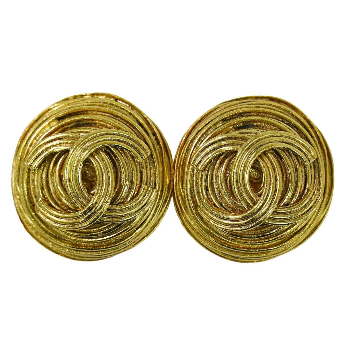 Chanel CC Logo Earrings Gold Plated