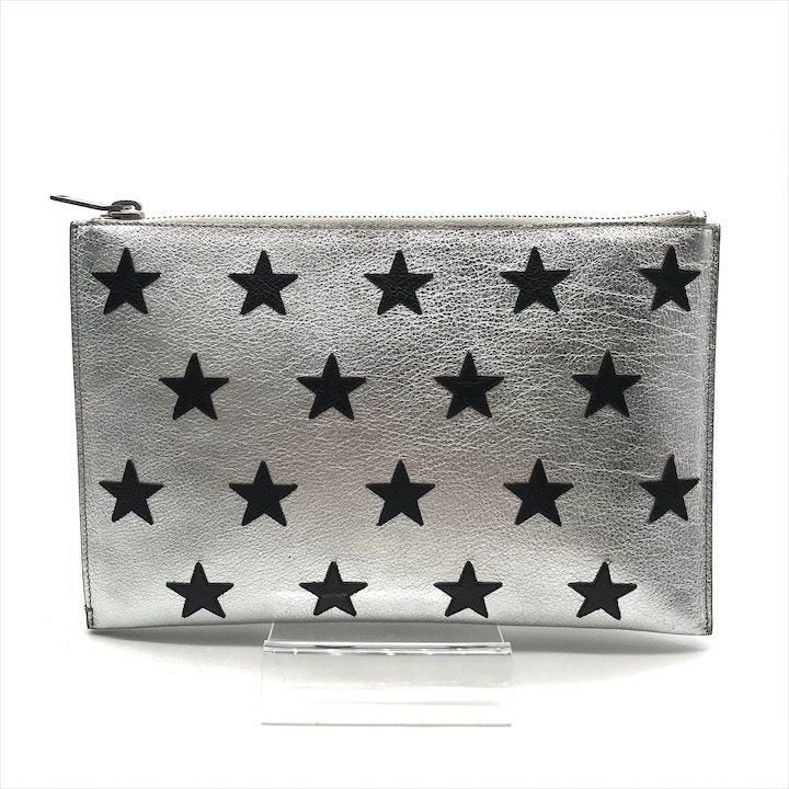Saint Laurent Star Patchwork Metallic Leather Clutch Pochette Pouch Case