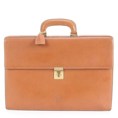 Loewe Anagram Leather Business Bag Document Bag Briefcase Tote Commuter Brown