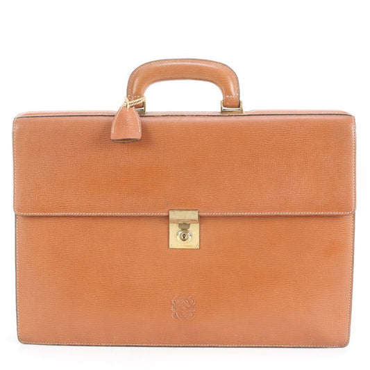 Loewe Anagram Leather Business Bag Document Bag Briefcase Tote Commuter Brown