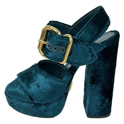 Prada Sandals 34 Light Blue Chunky Heel