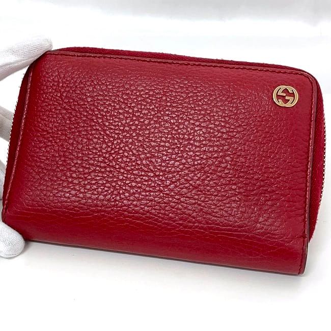 Gucci Round Zipper Wallet Red Interlocking 464884