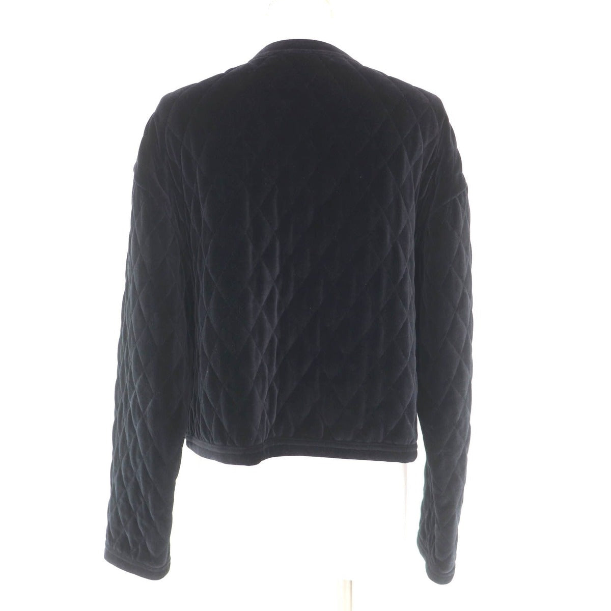 Celine Emblem Button Velvet Quilted Collarless Jacket Black 36 — view 3