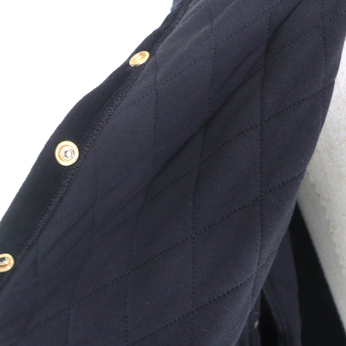 Celine Emblem Button Velvet Quilted Collarless Jacket Black 36 — view 5