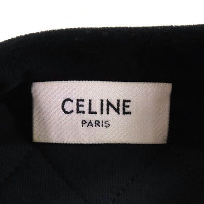 Celine Emblem Button Velvet Quilted Collarless Jacket Black 36 — view 7